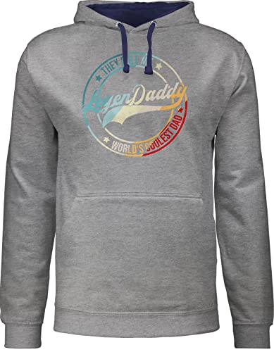 Pullover Herren Frauen Hoodie Kontrast zweifarbig - Geschenk zum Vatertag - LegenDaddy 2023 - L - Grau meliert/Navy Blau - papa geschenke vatertagsgeschenk vater fatertags vatertahsgeschenke von Shirtracer