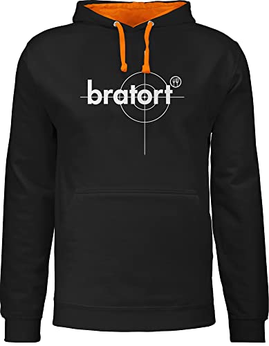 Pullover Herren Frauen Hoodie Kontrast zweifarbig - Bratort Grillmeister Grill - XL - Schwarz/Orange - Griller mit Aufdruck Grillen für von Shirtracer