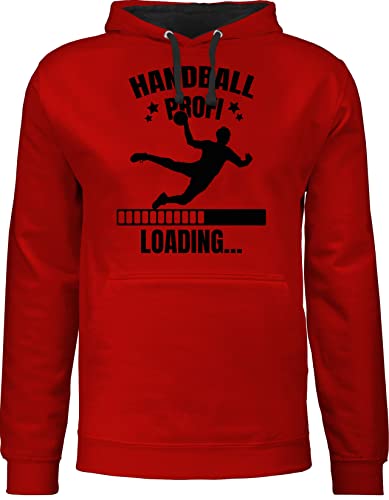 Shirtracer Pullover Herren Frauen Hoodie Kontrast zweifarbig - WM 2023 Trikot Ersatz - Handball Profi Loading - schwarz Jungen - L - Rot/Schwarz - Handballer Geschenke halbball Handball, Handball. von Shirtracer