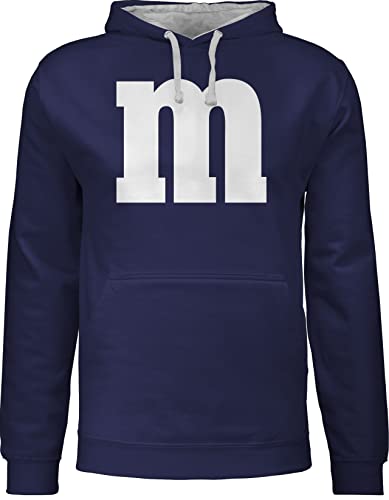 Pullover Herren Frauen Hoodie Kontrast zweifarbig - Karneval Fasching - Damen - Gruppen M und M Aufdruck I M&M Kostüm Gruppe I MundM & M I MM I Fastnacht I Fasnacht I Fasnet - XXL - Navy Blau/Grau von Shirtracer