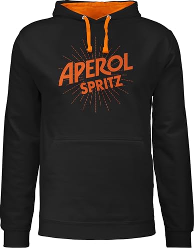 Pullover Herren Frauen Hoodie Kontrast zweifarbig - Karneval & Fasching - Damen - Aperol Spritz Kostüm - L - Schwarz/Orange - &Fasching kölscher lustiges kölner Unisex straßenkarneval getränk von Shirtracer