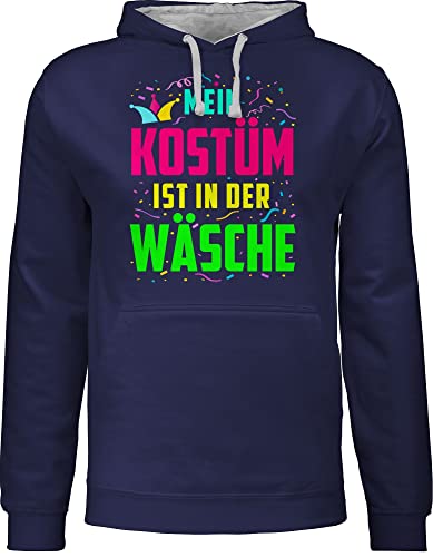 Pullover Herren Frauen Hoodie Kontrast zweifarbig - Karneval & Fasching - Damen - Mein zu Kostüm ist in der Wäsche - 3XL - Navy Blau/Grau meliert - pulli für strassenkarneval fun-kapuzenpullover von Shirtracer