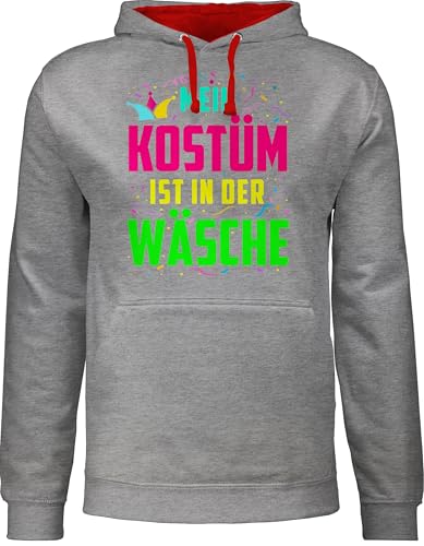 Pullover Herren Frauen Hoodie Kontrast zweifarbig - Karneval & Fasching - Damen - Mein Kostüm ist in der Wäsche I Fastnacht I Fasnacht I Fasnet - L - Grau meliert/Rot - köln Damenbekleidung von Shirtracer