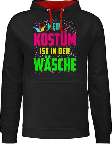 Pullover Herren Frauen Hoodie Kontrast zweifarbig - Karneval & Fasching - Damen - Mein Kostüm ist in der Wäsche I Fastnacht I Fasnacht I Fasnet - XS - Schwarz/Rot - köln Damenbekleidung Faschings von Shirtracer