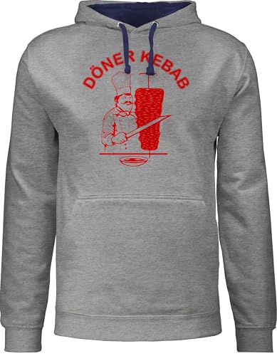 Shirtracer Pullover Herren Frauen Hoodie Kontrast zweifarbig - Karneval & Fasching - Original Döner Kebab Logo I Döner Kebap I Döner Geschenke - 5XL - Grau meliert/Navy Blau - köln Damenbekleidung von Shirtracer