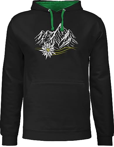 Pullover Herren Frauen Hoodie Kontrast zweifarbig - Kompatibel mit Oktoberfest - Edelweiß Berge Wandern Wanderlust Berg ruft Alpen - XS - Schwarz/Grün - bayrische bergen hoddies bayrisch wander Pullover Herren Frauen Hoodie Kontrast zweifarbig - Kompatibel mit Oktoberfest - Edelweiß Berge Wandern Wanderlust Berg ruft Alpen - XS - Schwarz/Grün - bayrische bergen hoddies bayrisch wander von Shirtracer