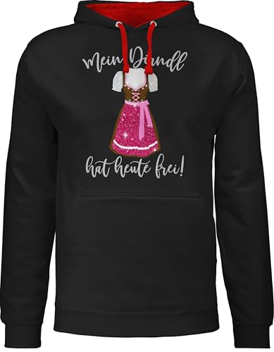 Pullover Herren Frauen Hoodie Kontrast zweifarbig - Kompatibel mit Oktoberfest - Mein Dirndl hat Heute frei - XXL - Schwarz/Rot - bayrische Trachten ersatz Hoodies bayrisch Oberteil Tracht MEI von Shirtracer