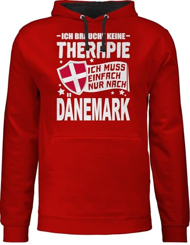 Pullover Herren Frauen Hoodie Kontrast zweifarbig - Länder Fahnen und Flaggen - Ich brauche keine Therapie Ich muss einfach nur nach Dänemark - weiß - XS - Rot/Schwarz - mit country danish pulli Pullover Herren Frauen Hoodie Kontrast zweifarbig - Länder Fahnen und Flaggen - Ich brauche keine Therapie Ich muss einfach nur nach Dänemark - weiß - XS - Rot/Schwarz - mit country danish pulli von Shirtracer