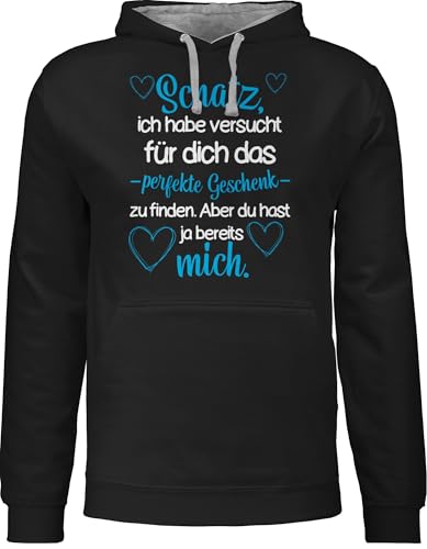 Pullover Herren Frauen Hoodie Kontrast zweifarbig - Schatz Ich Habe versucht Finden - Valtentinstagsgeschenk Hab Dich Lieb Valentinstag Partner Geschenke - XXL von Shirtracer
