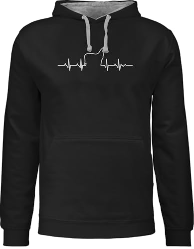 Pullover Herren Frauen Hoodie Kontrast zweifarbig - Damen - Herzschlag Pferd I Geschenk Pferde I - XS - Schwarz/Grau meliert - pferdepulli pulli pferdeliebhaber pferden hoddies pferdepullover Pullover Herren Frauen Hoodie Kontrast zweifarbig - Damen - Herzschlag Pferd I Geschenk Pferde I - XS - Schwarz/Grau meliert - pferdepulli pulli pferdeliebhaber pferden hoddies pferdepullover von Shirtracer