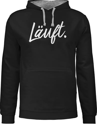 Pullover Herren Frauen Hoodie Kontrast zweifarbig - Sprüche - Läuft - Statement - XS - Schwarz/Grau meliert - mit aufschrift typo fun-kapuzenpullover statements laeuft pulli sprüchen läuft. Pullover Herren Frauen Hoodie Kontrast zweifarbig - Sprüche - Läuft - Statement - XS - Schwarz/Grau meliert - mit aufschrift typo fun-kapuzenpullover statements laeuft pulli sprüchen läuft. von Shirtracer