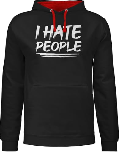 Pullover Herren Frauen Hoodie Kontrast zweifarbig - Sprüche Statement - I hate People - Brush - XXL - Schwarz/Rot - mit aufschrift ich hasse menschen pulli statements hat damen sprüchen männer Pullover Herren Frauen Hoodie Kontrast zweifarbig - Sprüche Statement - I hate People - Brush - XXL - Schwarz/Rot - mit aufschrift ich hasse menschen pulli statements hat damen sprüchen männer von Shirtracer