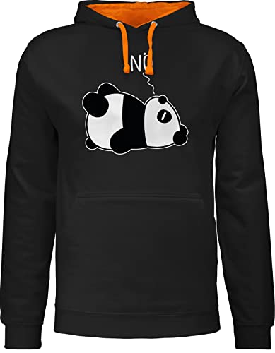 Pullover Herren Frauen Hoodie Kontrast zweifarbig - Sprüche Statement - Nö - Panda - weiß - L - Schwarz/Orange - mit Panda-Motiv oodie no Aufschrift pandabär Pulli Nein Hoodies Hoody von Shirtracer