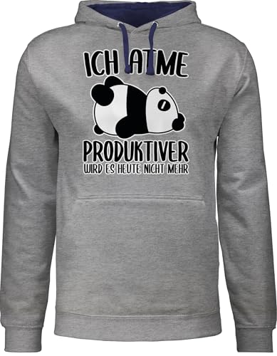 Pullover Herren Frauen Hoodie Kontrast zweifarbig - Sprüche Statement Spruch - Ich atme produktiver Wird es Nicht mehr mit Panda - weiß - XS - Grau meliert/Navy Blau - Geschenk Pulli sprueche Pullover Herren Frauen Hoodie Kontrast zweifarbig - Sprüche Statement Spruch - Ich atme produktiver Wird es Nicht mehr mit Panda - weiß - XS - Grau meliert/Navy Blau - Geschenk Pulli sprueche von Shirtracer