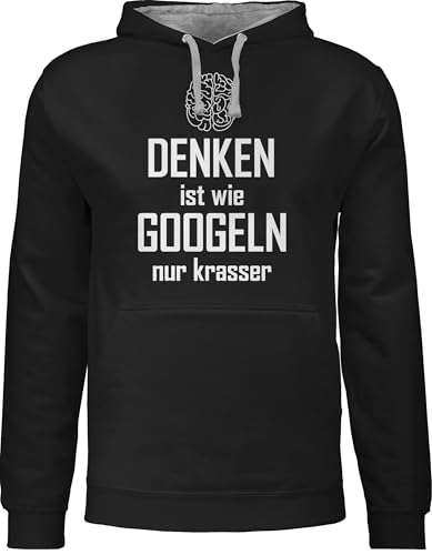 Pullover Herren Frauen Hoodie Kontrast zweifarbig - Sprüche Statement mit Spruch - Denken ist wie Googeln nur krasser - XS - Schwarz/Grau meliert - Pulli sprueche Nerd pullis sprüchen spruechen Pullover Herren Frauen Hoodie Kontrast zweifarbig - Sprüche Statement mit Spruch - Denken ist wie Googeln nur krasser - XS - Schwarz/Grau meliert - Pulli sprueche Nerd pullis sprüchen spruechen von Shirtracer