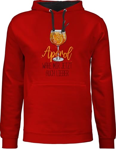 Shirtracer Pullover Herren Frauen Hoodie Kontrast zweifarbig - Statement - Damen - Aperol wäre Mir jetzt auch Lieber I Lustige Geschenke Aperol Spritz - L - Rot/Schwarz - sprüche Statements Cocktails von Shirtracer