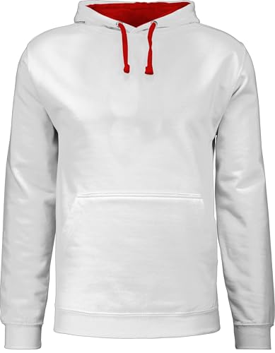 Pullover Herren Frauen Hoodie Kontrast zweifarbig - Statement Damen - Ich bleib so wie ich Bin - Lustige Sprüche Sarkasmus - XXL - Grau meliert/Rot - Statements bleibe Hoodies Hoody von Shirtracer