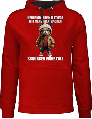 Pullover Herren Frauen Hoodie Kontrast zweifarbig - Statement - Damen - Schubsen wäre toll Heute möchte ich etwas mit Menschen machen - XS - Rot/Schwarz - lustige sprüche statements teddy hoddies Pullover Herren Frauen Hoodie Kontrast zweifarbig - Statement - Damen - Schubsen wäre toll Heute möchte ich etwas mit Menschen machen - XS - Rot/Schwarz - lustige sprüche statements teddy hoddies von Shirtracer