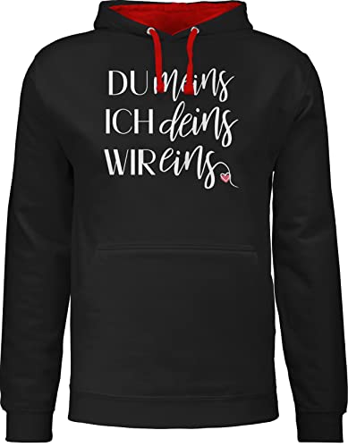Shirtracer Pullover Herren Frauen Hoodie Kontrast zweifarbig - Valentinstag - Du meins Ich deins Wir eins - XXL - Schwarz/Rot - Partner walentinstag Hoody vallentinstaggeschenk valentinsgeschenke von Shirtracer