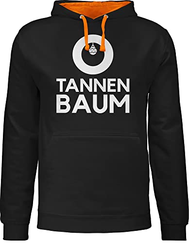 Pullover Herren Frauen Hoodie Kontrast zweifarbig - Weihnachten Geschenke Christmas Bekleidung - O Tannenbaum - Weiß - XXL - Schwarz/Orange - rentierpullover Erwachsene weinachtsgeschenk von Shirtracer