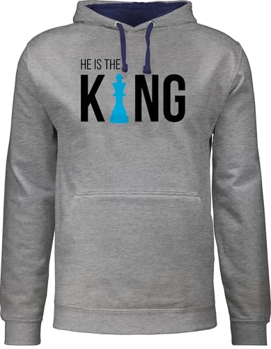 Pullover Herren Frauen Hoodie Kontrast zweifarbig - & Männer Geschenke - Schach-Herren King - S - Grau meliert/Navy Blau - für schach pärchen pullis männertag hoddis partner look partnerlook Pullover Herren Frauen Hoodie Kontrast zweifarbig - & Männer Geschenke - Schach-Herren King - S - Grau meliert/Navy Blau - für schach pärchen pullis männertag hoddis partner look partnerlook von Shirtracer