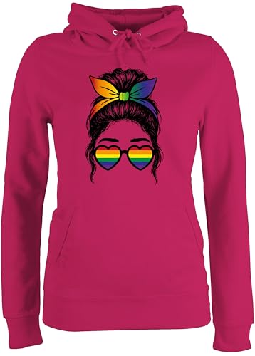 Pullover Hoodie - Kleidung Flag - Frauen Pride Geschenk Regenbogen Outfit LGBTQ Accessoires CSD Outfit Damen I Rainbow I Regenbogenfarben - L - Fuchsia - lgbt lesbian lqbtq gay lgbtqia queer month von Shirtracer