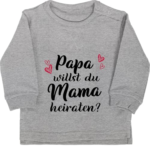 Shirtracer Pullover Jungen Mädchen - Hochzeit - Papa willst du Mama heiraten - Neugeborenen Heiratsantrag Willst Du Meine Mama heiraten Baby Antrag - 18/24 Monate - Grau meliert - hochzeitsantrag dad von Shirtracer