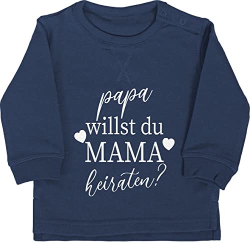 Pullover Jungen Mädchen - Hochzeit - Papa willst du Mama heiraten - Willst Du meine Mama heiraten Neugeborenen Heiratsantrag Baby Antrag Papi - 18/24 Monate - Navy Blau - hochzeitsantrag und von Shirtracer