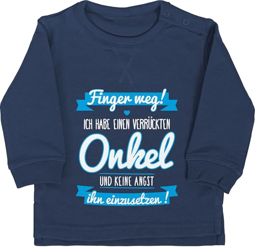 Pullover Jungen Mädchen - Sprüche - Ich habe einen verrückten Onkel I Baby Kleinkind Geschenk - 6/12 Monate - Navy Blau - spruch uncle babykleidung spruche neffe pulli sprüchen onkels langarm von Shirtracer