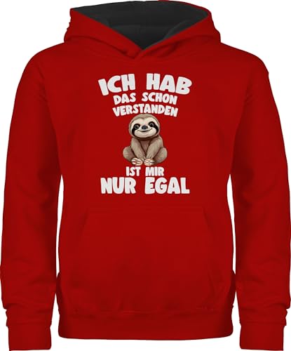 Shirtracer Pullover Kinder Hoodie Jungen Mädchen - Ich hab das Schon verstanden ist Mir nur egal I Lustiger Spruch Faultier - 152 (12/13 Jahre) - Rot/Schwarz - Sloth lustige sprüche Pulli mit is es von Shirtracer