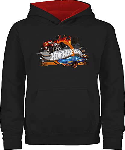 Pullover Kinder Hoodie Jungen Mädchen - Hot Wheels - 8-Bit Logo - 152 (12/13 Jahre) - Schwarz/Rot - kapuzenpullover hoodys hoddies/pullies pulli kinderpullover hoddis pullis kids hodies junge kind von Shirtracer