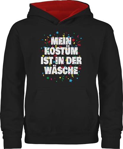 Pullover Kinder Hoodie Jungen Mädchen - Karneval & Fasching - Mein Kostüm ist in der Wäsche Konfetti - 140 (9/11 Jahre) - Schwarz/Rot - karneval& karneva fashing fasnachts lustiges faschingskost von Shirtracer