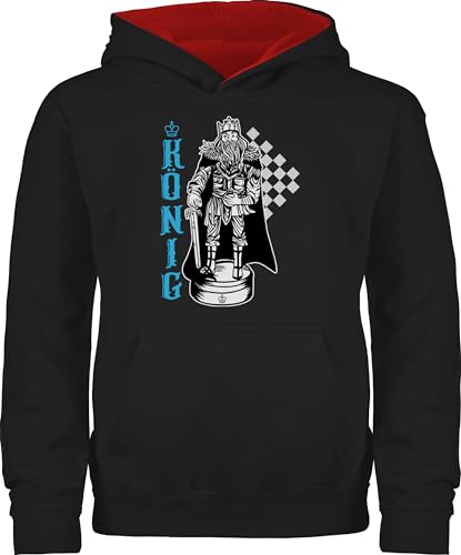 Pullover Kinder Hoodie Jungen Mädchen - Karneval & Fasching - Schach - Spielfigur - König - 152 (12/13 Jahre) - Schwarz/Rot - karnaval verkleidung carneval Verkleidet karnelval strassenkarneval von Shirtracer