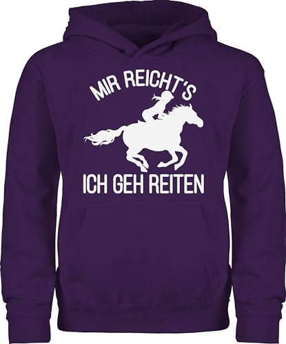 Kinder Hoodie Jungen Mädchen - Pferd Pferde - Mir reicht's ich geh Reiten - 140 (9/11 Jahre) - Lila - reiten· kapuzenpullover mit pferdespruch reichts, kinderkleidung pferdeartikel reicht’s gehe von Shirtracer