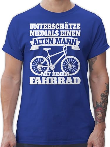 T-Shirt Herren - Bekleidung Radsport - Unterschätze Niemals einen Alten Mann mit einem Fahrrad - weiß - XL - Royalblau - Cycle t Shirts Maenner Rad Shirt fahrrädern Oberteil Herr von Shirtracer