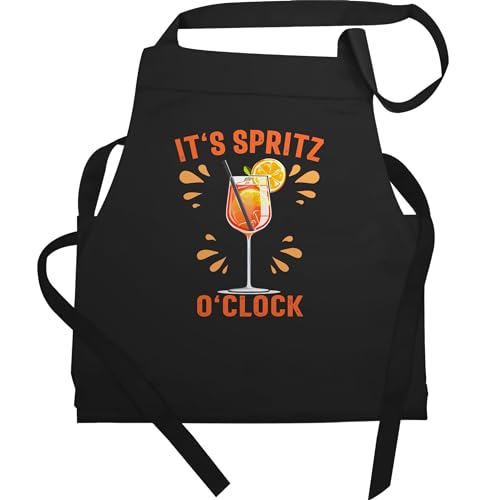 Schürze - Karneval & - Erwachsene - Its Spritz o Clock I Lustiges Geschenk Aperol Spritz Kostüm Fasching Aperol Geschenkidee - 60x87 - Schwarz - geschenke für omis männer kochen aparol schürzen von Shirtracer