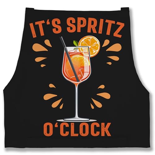Schürze - Karneval & - Erwachsene - Its Spritz o Clock I Lustiges Geschenk Aperol Spritz Kostüm Fasching Aperol Geschenkidee - 85x69 - Schwarz - männer kochen aparol faschings alkohol verkleidet von Shirtracer