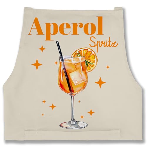 Schürze - Karneval & Fasching - Erwachsene - Aperol Spritz Kostüm I Aperoli I Aperollin Freundin Spritztour - 85x69 - Natur Weiß - outfit männer kochen glas faschings getränk verkleidet alkohol von Shirtracer