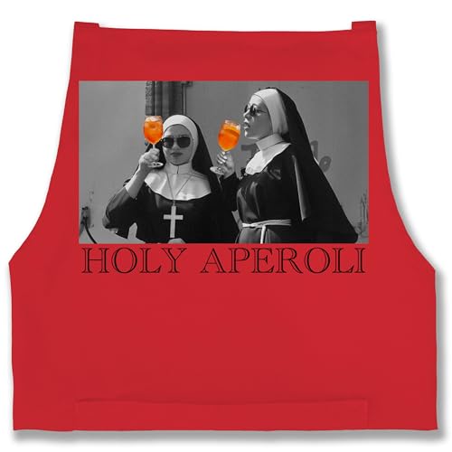 Schürze - Karneval & Fasching - Erwachsene - Holy Aperol I Holy Aperoli I Holy Spritz Mädelsabend I Ladies Night - 85x69 - Rot - männer kochen nonnen faschings spruch+fasching verkleidet carnival von Shirtracer