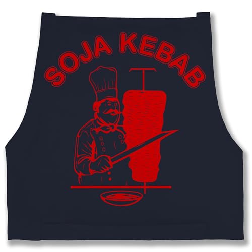 Schürze - Karneval & Fasching - Erwachsene - Soja Kebab Logo Vegan I Vegetarisch - 85x69 - Navy Blau - männer kochen döner faschings doner verkleidet kebap carnival doener rosenmontag dönermann von Shirtracer