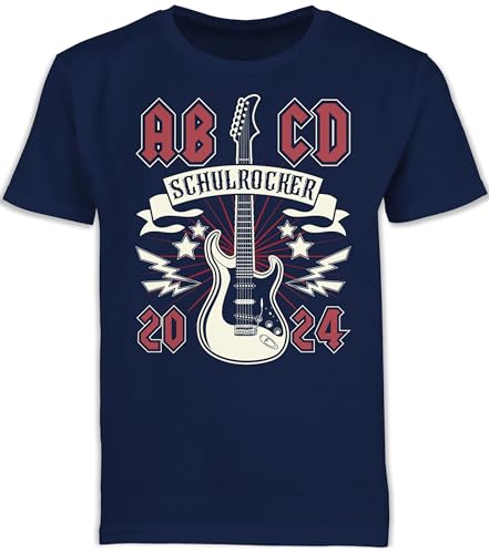 Kinder T-Shirt Jungen Schulanfang - Einschulung Junge - ABCD Schulrocker - 140 (9/11 Jahre) - Navy Blau - Schule rocken Shirt schulbeginn Geschenk Tshirt Schulkind 1 klasse schulrock tischert von Shirtracer