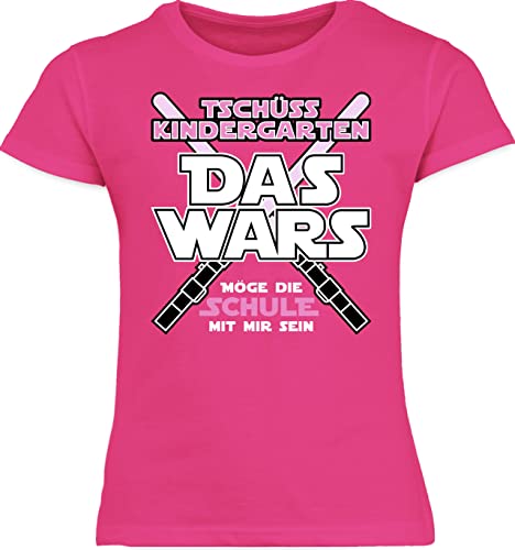 T-Shirt Mädchen Schulanfang Schulkind - Einschulung - Das Wars Kindergarten Rosa - 116 (5/6 Jahre) - Fuchsia - Tshirt grundschule Outfit 1.Schultag schulanfänger Kita Ende Kinder Shirt Abschied von Shirtracer