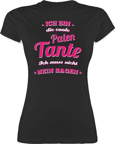 Shirt Damen - Geschenk Taufpatin - Ich Bin die Coole Patentante - L - Schwarz - Beste Patin Tshirts Geschenke für godi lieblingspatentante Tshirt mädchen Patentante+Geschenk coolste Shirts von Shirtracer