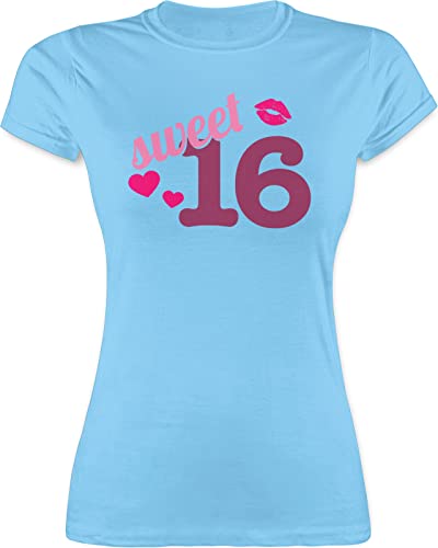 Shirt Damen - 16. Geburtstag - Sweet Sixteen - M - Hellblau - Tshirt 18 Geschenke für mädchen 16 Jahre 16.Geburtstag endlich Oberteile Jugendliche Geschenk jährige sechzehn jähriges Tshirts von Shirtracer