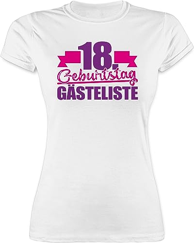 Shirt Damen - 18. Geburtstag - Achtzehnter Gästeliste - XXL - Weiß - geburtstagsshirt 18 Jahre mädchen zum18. t-Shirt 18er Tshirt zum 18: Geb t Shirts Geburtstags 18te t-Shirts von Shirtracer