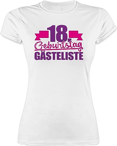 Shirt Damen - Achtzehnter Gästeliste - XXL - Weiß - Girl Tshirt mädchen zum 18 Geburtstag Geschenk 18. Eighteen t Shirts gaestebuch mit Einer (18) t-Shirt Frauen unterschreiben Jahre 18er von Shirtracer