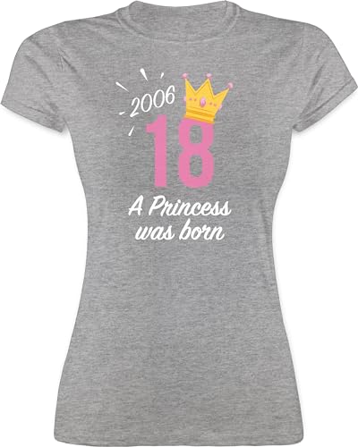 Shirt Damen - 18. - Achtzehnter Geburtstag Mädchen Princess 2006 - L - Grau meliert - Geburtstags t-Shirt 18 18jährigen Tshirt Frauen geburtstagsshirt Jahre 18.jähriges Geschenke von Shirtracer