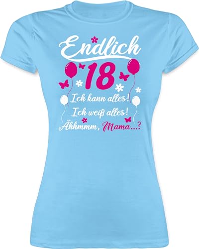 Shirt Damen - 18. Geburtstag - Endlich 18 Geschenk - S - Hellblau - mädchen t-shirt18 volljährig t-Shirt t Shirts zum 18: 18ten t-Shirts Tshirt mit Einer 18-Geburtstag für Frauen von Shirtracer