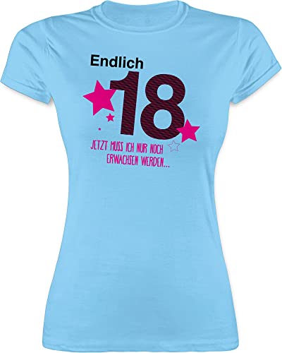 Shirt Damen - 18. Geburtstag - Endlich Achtzehn - S - Hellblau - Geburtstagsgeschenk 18 Jahre Frauen Geschenk für 18-jährige mädchen volljährig 18ter t-Shirt Geschenke Tochter t-shirt18 18ten von Shirtracer