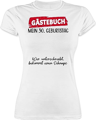 Shirt Damen - Gästebuch - 30. Geburtstag Gäste Unterschrift Gästeliste Lustig - XL - Weiß - Geschenke für 30 jährige lustige+Geschenke+30+Geburtstag zum Thirty dreissig Tshirt Frau Outfit (30) von Shirtracer